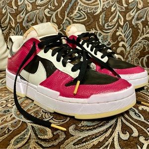 Nike Dunks Sneakers Custom Paint Magenta Pink Fuchsia Black Angelus Gold Tips